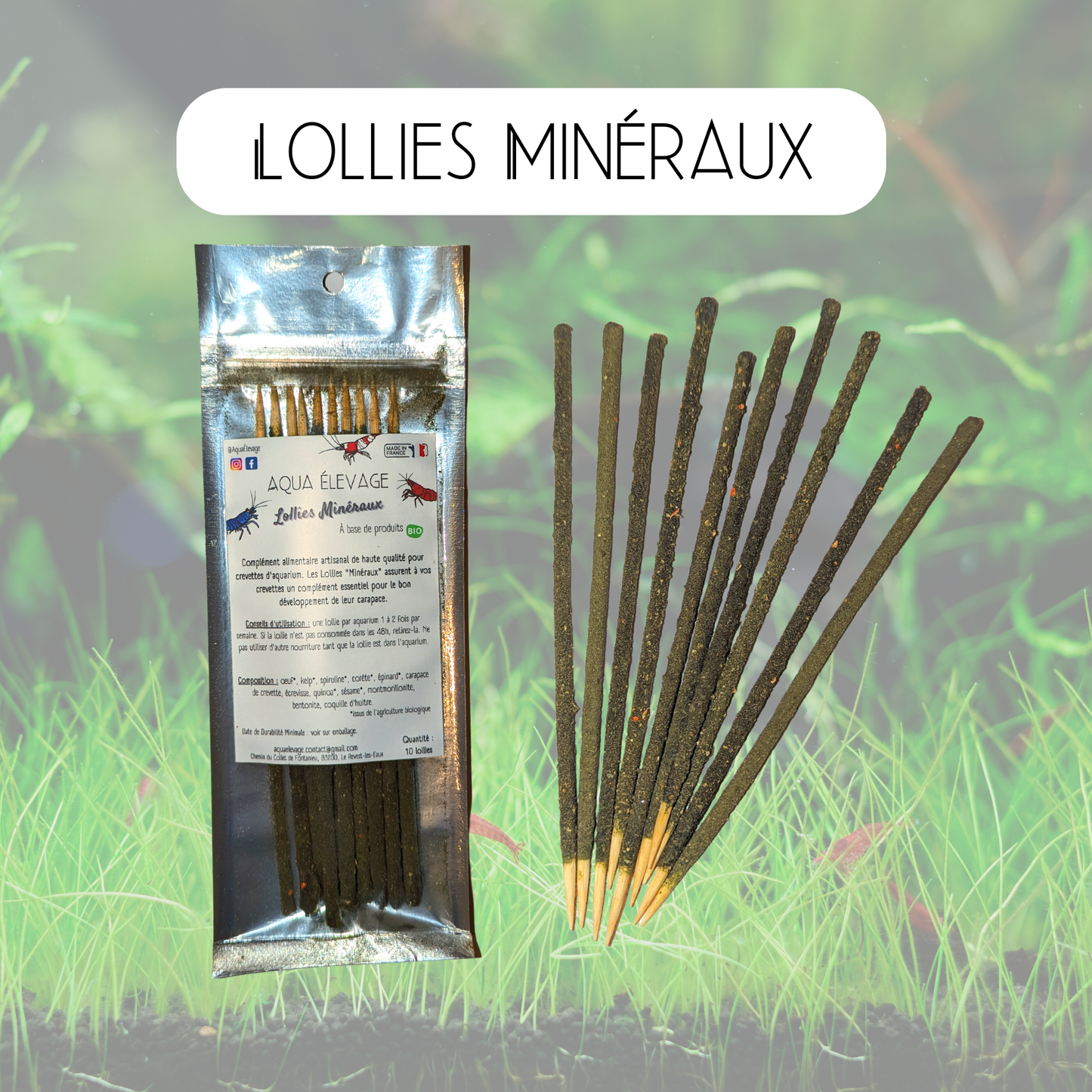 Lollies "Minéraux" pour crevettes d'aquarium