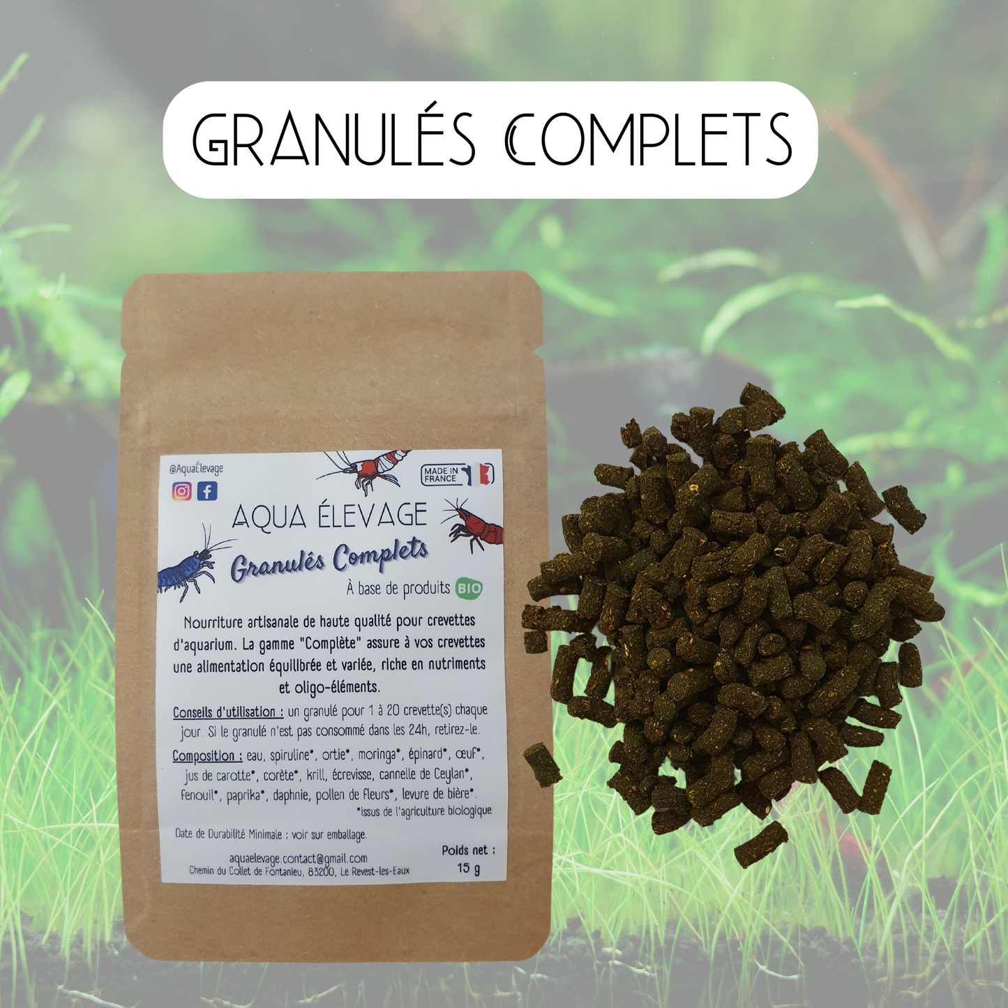 Granulés "Complets" pour crevettes d'aquarium