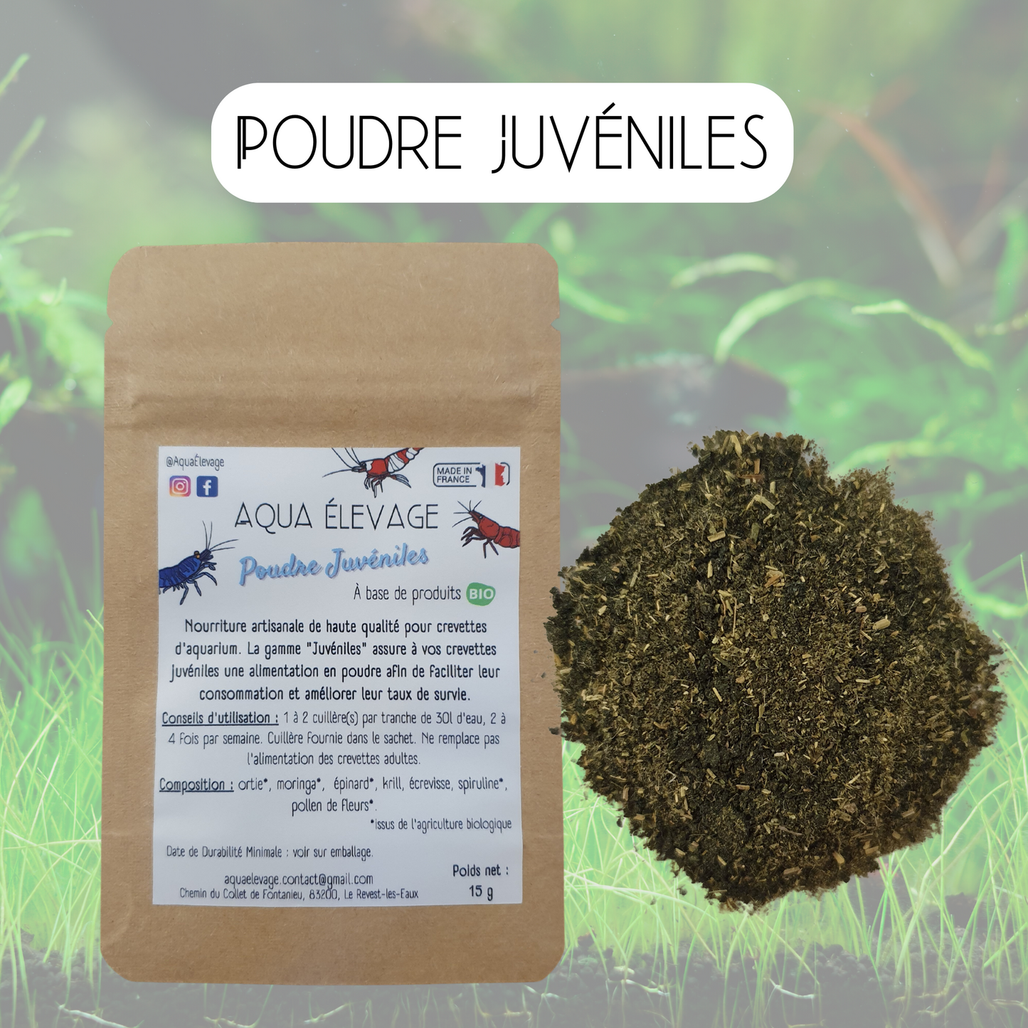 Poudre "Juvénile" pour crevettes d'aquarium